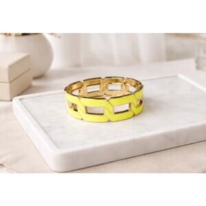 Neon Yellow Chain Enamel Hinge Bangle New